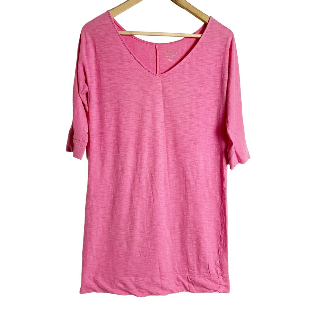 Lilly Pulitzer Eliza Watermelon Pink Knit Short Sleeve V-Neck Dress Size XS